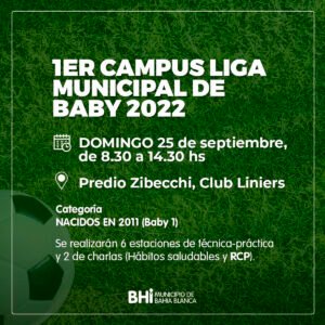Se realizará el domingo el primer campus de la Liga Municipal Baby 2022 en el predio Zibecchi del club Liniers