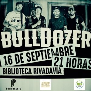 La banda de blues Bulldozer se presentará hoy a las 21 en el auditorio Luis Caronti de la Biblioteca Rivadavia. Entrada General: $1000.