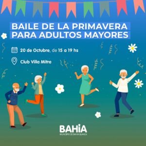 Se realizará el baile de primavera para adultos mayores este viernes de 15 a 19 en el club Villa Mitre. Participarán integrantes de diversos centros de jubilados y pensionados del distrito.