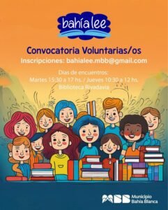 Convocatoria abierta para voluntarios narradores en Bahía Lee. Encuentros martes y jueves.