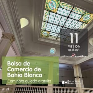 Se realizará una caminata guiada y gratuita por el casco histórico bahiense con visita a la Bolsa de Comercio. Punto de partida: Oficina de Informes Turísticos (Peatonal Drago 25) a las 10 hs. Inscripción previa en formulario online.