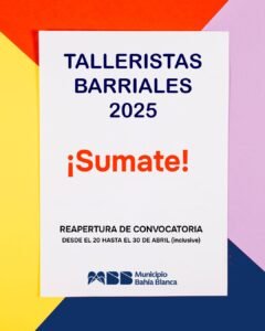 Vence este miércoles la convocatoria para talleristas barriales de artes en espacios comunitarios.