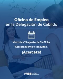 Oficina de Empleo atiende en Delegación Cabildo el miércoles 13 de 9 a 12 hs.