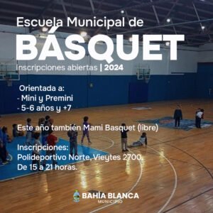 Abren inscripciones para la Escuela Municipal de Básquet 2024 con categorías para todas las edades.
