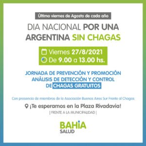 La Municipalidad conmemora el Día Nacional por una Argentina Sin Chagas con una jornada de prevención en Plaza Rivadavia. Se realizarán análisis de detección y control gratuitos de 9 a 13 hs