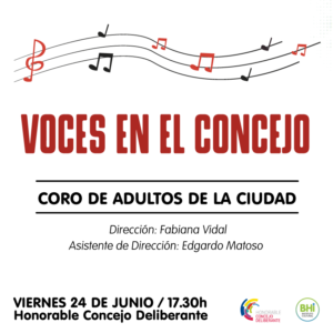 La municipalidad ofrece una variada agenda cultural gratuita para este fin de semana: presentación del Coro de Adultos en el Concejo Deliberante