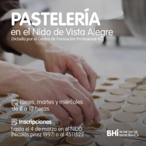 Se abre el curso gratuito de Pastelería dictado por el Centro de Formación Profesional 402