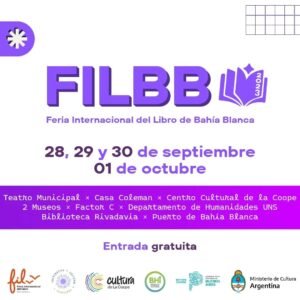 Se realiza una nueva edición de la Feria Internacional del Libro de Bahía Blanca (FILBB) con actividades en diversos espacios culturales de la ciudad incluyendo Teatro Municipal