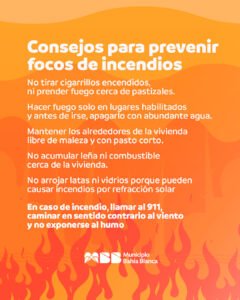 Municipalidad brinda consejos para prevenir incendios durante altas temperaturas.