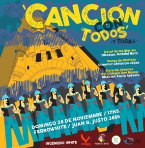 Domingo de eventos culturales: festival musical benéfico con bandas locales en la Isla del Parque de Mayo (15:30 hs) y tercer encuentro del ciclo de canto coral en Ferrowhite (17 hs) con tres grupos corales.