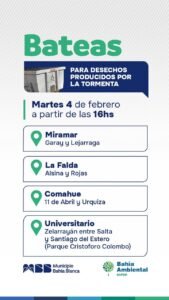 Municipalidad habilita bateas para desechos de la tormenta en cuatro barrios.
