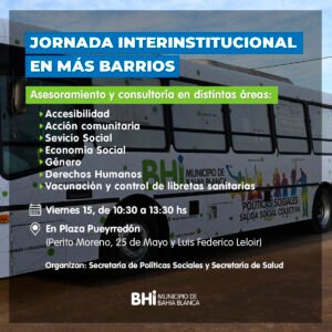 Las Secretarías de Políticas Sociales y Salud realizan una jornada interinstitucional en plaza Pueyrredón (Más Barrios) este viernes de 10:30 a 13:30 hs con servicios de accesibilidad