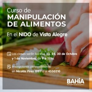 Se abre inscripción para curso de manipulación de alimentos en el Espacio NIDO de Vista Alegre