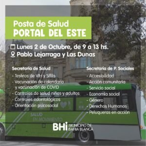 El programa Posta de Salud llega a Portal del Este el lunes 2 de octubre con testeos de VIH y sífilis