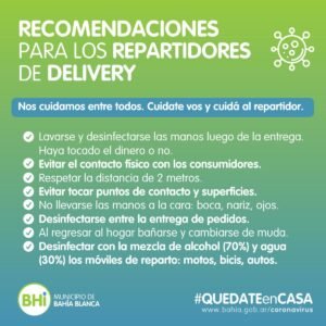 Municipalidad publica instructivo de seguridad e higiene para delivery.