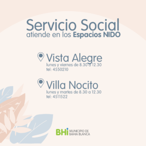 El Servicio Social municipal atiende en múltiples puntos de la ciudad: Villa Nocito (lunes y martes)