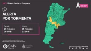Alerta de tormentas fuertes esta noche con ráfagas intensas