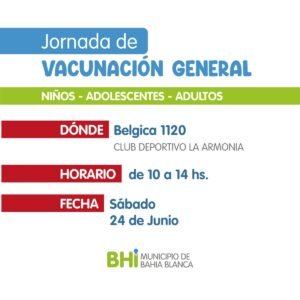 El club La Armonía (Bélgica 1120) abre sus puertas el sábado para una jornada de vacunación gratuita de calendario