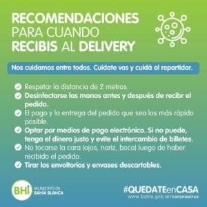 La municipalidad difunde medidas de prevención sanitaria para trabajadores y consumidores de delivery.