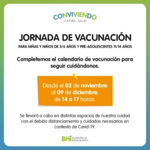 Jornada de vacunación en Villa Gloria para niños de 5-6 años y preadolescentes