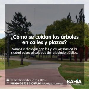 El municipio ofrece charlas educativas sobre el cuidado del arbolado urbano en espacios públicos. Los encuentros incluyen explicaciones sobre extracción
