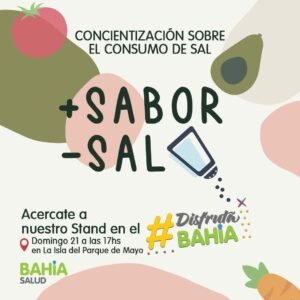 La Secretaría de Salud realizará una jornada de sensibilización en el festival Disfrutá Bahía con nutricionistas que brindarán consejos sobre el uso de sal en alimentos y alternativas saludables