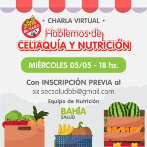 La Secretaría de Salud de Bahía Blanca organiza una charla virtual sobre celiaquía y nutrición en conmemoración del Día Internacional de Pacientes Celíacos. El evento brindará información sobre alimentación sin gluten
