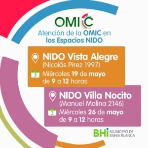 La OMIC atiende al público todos los miércoles en espacios NIDO: 19 de marzo en Vista Alegre y 26 de marzo en Villa Nocito