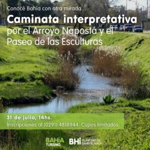 La Dirección de Turismo y Promoción Ambiental invitan a una caminata interpretativa por el Arroyo Napostá y el Paseo de las Esculturas mañana de 14 a 16. Punto de encuentro: anfiteatro Ezequiel Martínez Estrada. Inscripciones al (0291) 4818944. Cupos limitados.