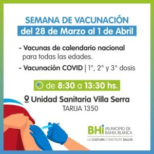 La Secretaría de Salud desarrollará una semana de vacunación en Villa Serra del 31 de marzo al 1 de abril