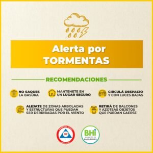 Alerta de Defensa Civil por tormentas con acumulados importantes de lluvia entre hoy y mañana. Se recomiendan medidas preventivas: no sacar residuos