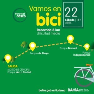 La municipalidad invita a un paseo en bicicleta por los principales espacios públicos de Bahía Blanca. El sábado a las 14 hs