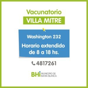 El vacunatorio municipal de Villa Mitre amplía su horario de atención a 8-18 hs