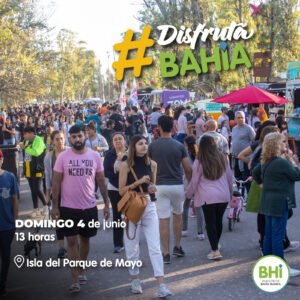 Este domingo 4 se realiza una nueva edición del Disfrutá Bahía en la isla del Parque de Mayo con música en vivo (Cocosoul y Cien's)