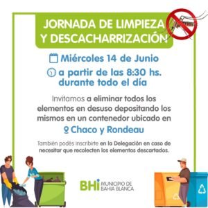 Mañana miércoles desde las 8:30 se realizará una jornada de descacharrización en la intersección de Chaco y Rondeau. Los vecinos podrán descartar recipientes y elementos en desuso que acumulen agua
