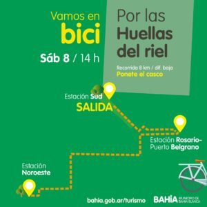 Se realizará un paseo en bicicleta por las 'Huellas del Riel' visitando sitios ferroviarios históricos de la ciudad. Recorrido de 8 km con guías turísticos