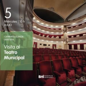 El municipio invita a una caminata guiada gratuita para recorrer las instalaciones del Teatro Municipal desde el Puesto de Informes Turísticos. Cupos limitados. Inscripción online.