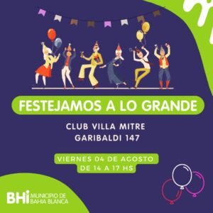 Se realizará una fiesta para personas mayores mañana viernes de 14 a 17 hs en el club Villa Mitre. Las entradas son gratuitas y numeradas