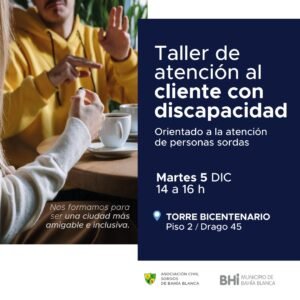La Dirección de Turismo y Acción Social organiza el taller presencial y gratuito de atención al cliente con discapacidad