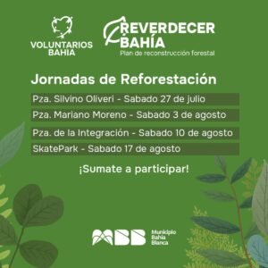 Cuatro jornadas de reforestación en espacios públicos. Inscripciones abiertas para voluntarios.