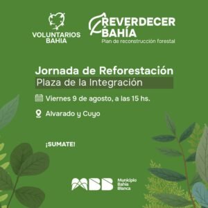 Jornada de reforestación voluntaria viernes 9 en plaza Integración a las 15 horas.