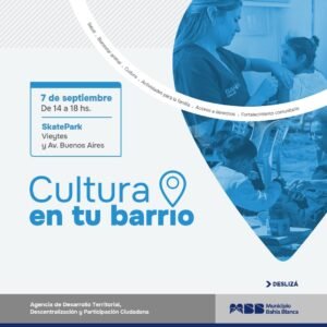 Cultura en tu barrio llega al SkatePark este sábado con actividades culturales