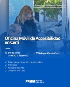 Oficina móvil de discapacidad atiende en Cerri el lunes 30 con taller de derechos y gestión del CUD.