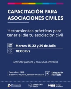 Capacitaciones gratuitas para asociaciones civiles de Noroeste