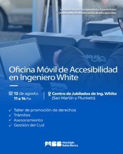 Oficina móvil de discapacidad en Ingeniero White con atención en trámites