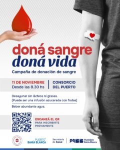 Campaña de donación de sangre el martes 11 en Consorcio del Puerto. Inscripción previa requerida.
