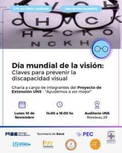 Charla gratuita sobre prevención de discapacidad visual en el marco del Día Mundial de la Visión.