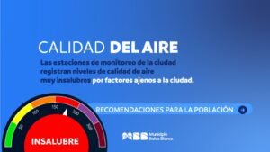 CTE alerta sobre niveles elevados de PM10 en el aire. Recomienda reducir exposición en exteriores y mantener ambientes interiores limpios.