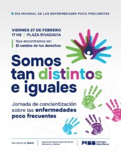 Jornada de concientización sobre enfermedades poco frecuentes el viernes 27 a las 17 horas en plaza Camino de los Derechos.