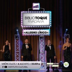 Continúa hoy el ciclo de recitales en la Biblioteca Rivadavia con la presentación de Allegro Lírico. El evento se transmitirá en vivo a las 20hs por el canal de YouTube del Instituto Cultural